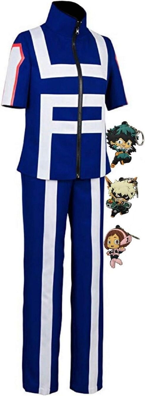 My Hero Academia Costume Boku Kohei Track Suit w/Keychains Cosplay Mens Large